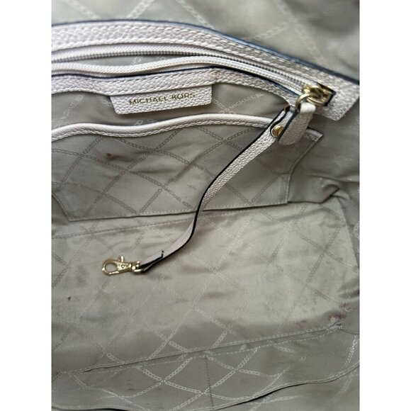 Michael Kors Mercer Medium Duffel Satchel Light Pink Stripe Leather Bag - Picture 8 of 11